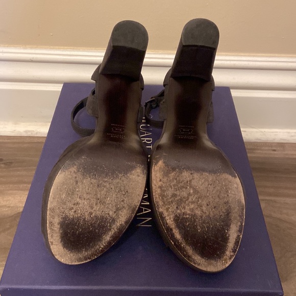 Stuart Weitzman HIJINX Slate Suede Block Heels Size: 7.5 - Picture 4 of 7